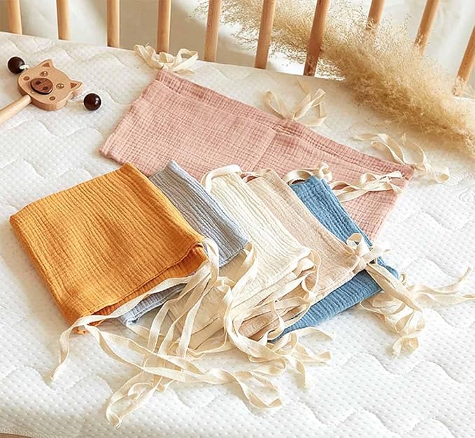 Cotton Baby Bedside Hanging Storage Bag,2 Pockets Organizer for Baby Cribs and Toys (Oatmeal)