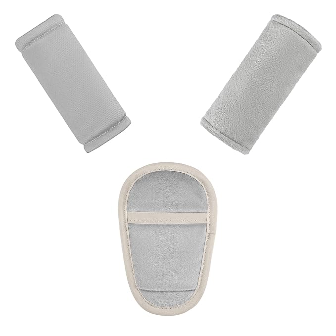 SWESEN Baby Car Seat Strap Covers, 3 Piece Soft Car Seat Strap Shoulder Pads for Baby Girls Boys, Double-Sided Use carseat Straps Covers for Stroller, Car Seats, Pushchair, Gray