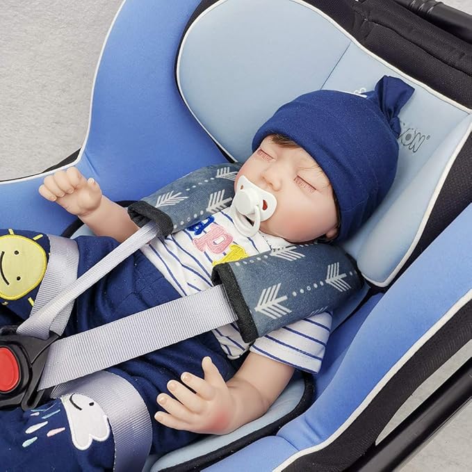 Car Seat Strap Covers for Baby, Anti Slip car seat Strap Pads, Toddler Seat Belt Covers Soft wrap Cushion for boy Girl, Protect Neck and Shoulder rubbing, fit Stroller/Carrier/Pushchair; 2 pcs; Grey