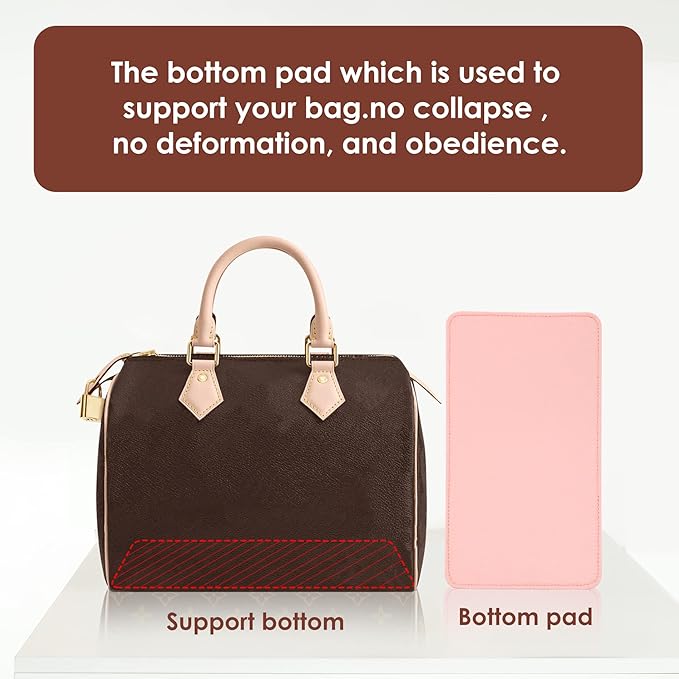 Purse Organizer Insert for Handbags, Fit Speedy 25 Neverfull Felt Tote Insert with Base Shaper Zipper Bag in Bag