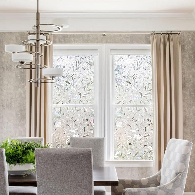 Kromapolis Window Film, Window Privacy Film, Window Vinyl Glass Covering, Stained Glass Decorative Film, Window Film Privacy Frosted Static Clings, Non-Adhesive, No-Glue (29.5 x 118.1 inch)