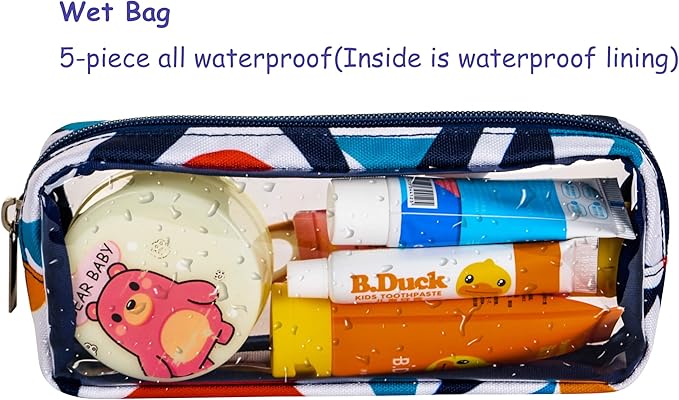 Remobia Hicol TSA Approved 5-Piece Diaper Bag Organizer Pouch Set Clear Waterproof TPU Kids Toiletry Storage Set Travel Packing Clutch Cube Bags for Baby Nursing