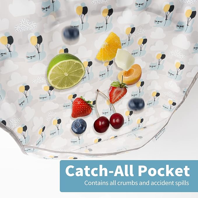 3 Pcs Long Sleeved Bib Set | Baby Waterproof Bibs with Pocket Bundle Toddler Bib with Sleeves and Crumb Catcher 6-24 Months