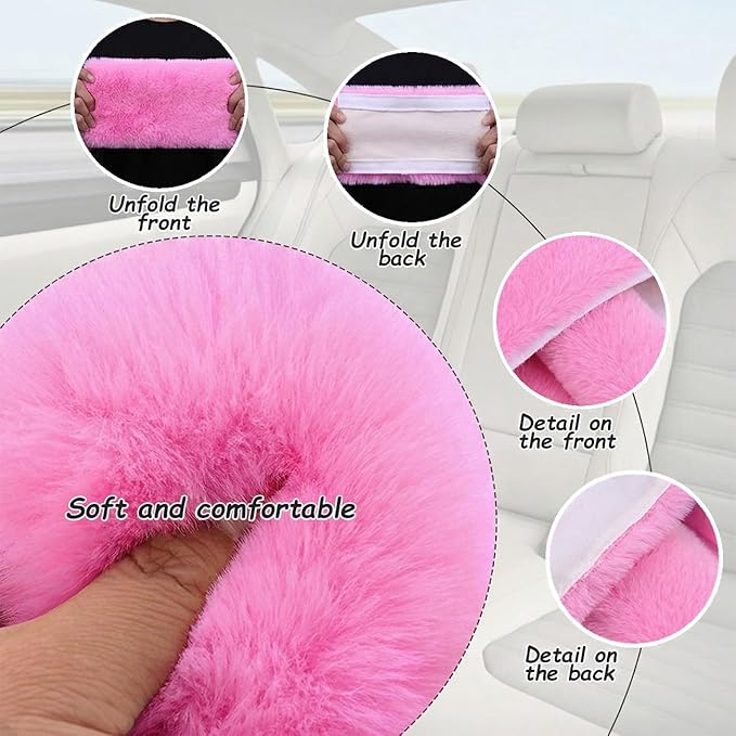 2-Pack Soft Plush Seatbelt Covers for Kids - Comfortable Pink Seat Belt Cushion for Newborns - Car Seat/Stroller Strap Accessories - Enhanced Driving Comfort & Protection (Pink)