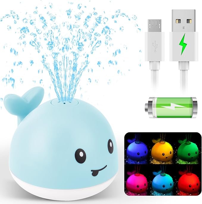 Baby Bath Toys for Kids Ages 1-3, Easter Basket Stuffers for Baby 1 2 3 Year Boy Girl, Whale Bath Toy Sprinkler Light up Bath Toys for Babies 6-12 Months, Toddlers Bathtub Toys Baby Birthday Gifts