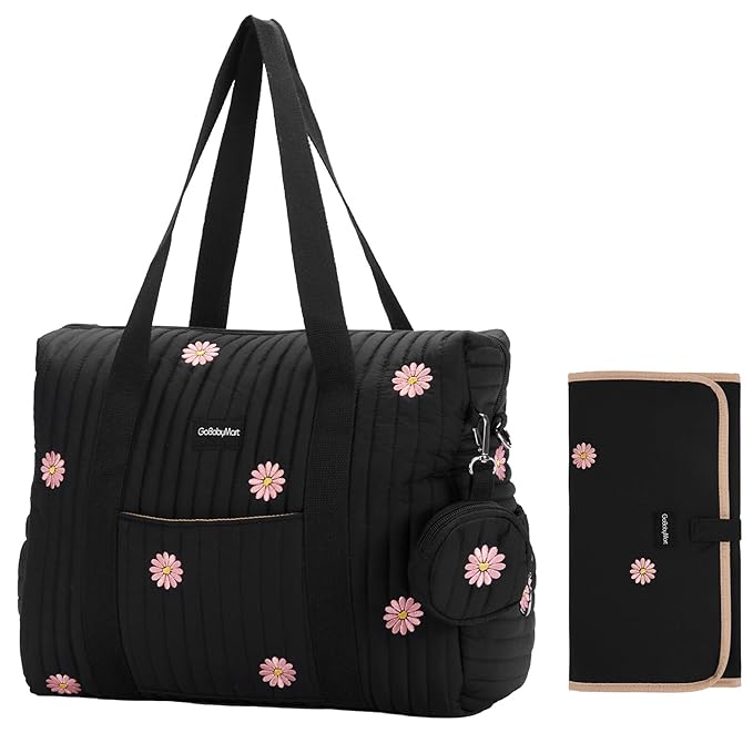 GOBABYMART 3pc Diaper Bag Tote Set, Hospital Bag for Labor & Delivery, Maternity Travel Bag with Changing Pad & Pacifier Case