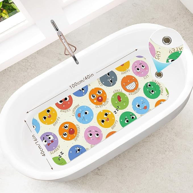 SHUCHING Baby Bath Mat for Tub Non Slip-40 X 16Inch, Kids Bathtub Mat Anti Slip, Toddler Long Shower Mat for Bathroom Mold Free, Machine Washable
