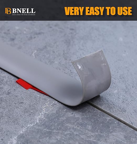 Bnell Floor Transition Strip Self Adhesive Vinyl Laminate Floor Cover Strip 3" Floor Flat Divider Strip for Joining Floor Gaps and Doorway Transitions (10Ft, Grey)