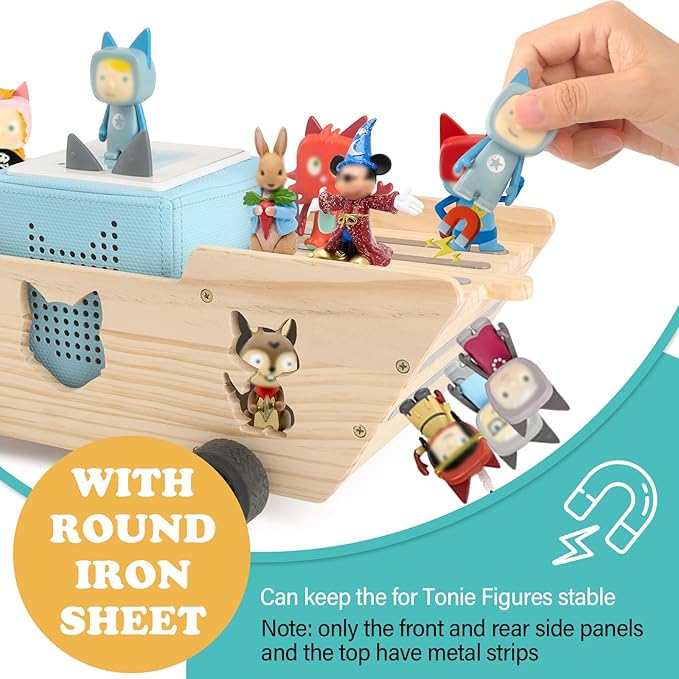 RZYLKA for Tonies Box Ship Organizer Storage Shelf, Magnetic Floating Shelves for Toniebox Generation 1/2 Player Tonies Figures Characters for Children, Display Collection 20~30 Characters