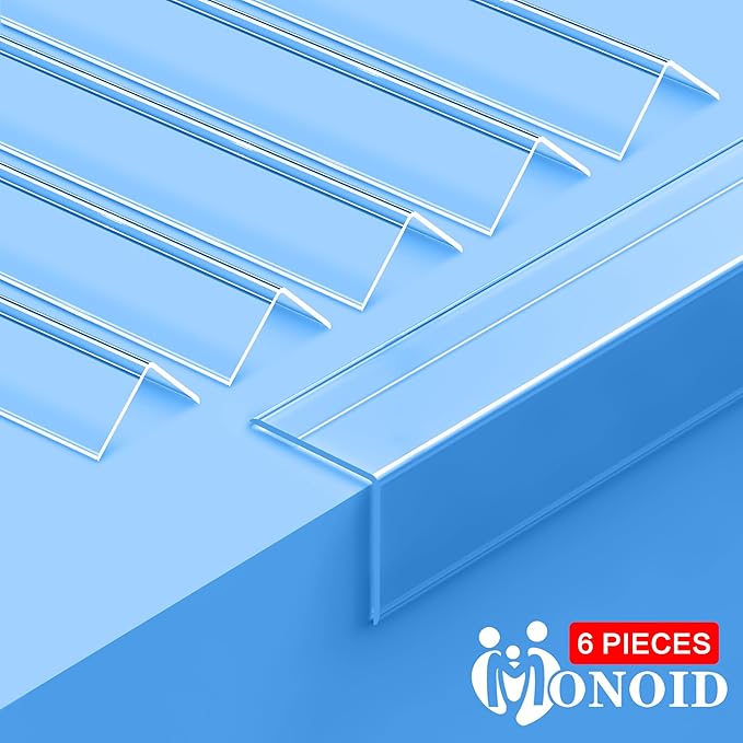 MONOID Wall Corner Protectors Clear 57.8" - Baby Safety Edge Guards (6 Pack)