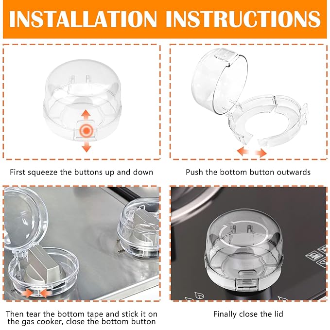 5-Pack Stove Knob Safety Covers,Upgraded Press Gas Stove Knob Locks,Durable Design Childproof Knob Locks for Babies and Pets, Sticky and Easy to Install,Transparent
