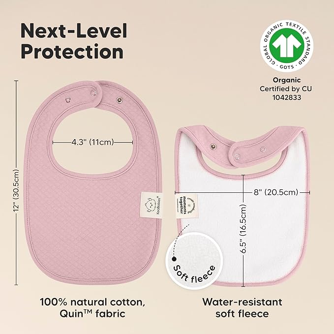 KeaBabies 8-Pack Organic Baby Bibs for Girls, Boys - Quilted Cotton Cloth Baby Drool Bibs for Drooling and Teething Toddler, Newborn, Infant, Soft & Super Absorbent (Muted Pastel)