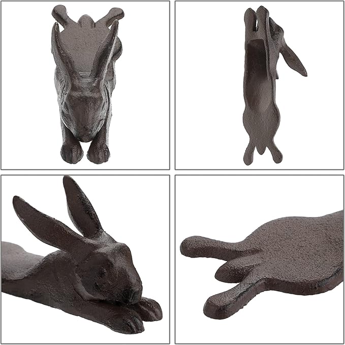 Sumnacon Cast Iron Cute Rabbit Door Stop - Heavy Duty Floor Door Stopper Avoid Drilling Hole, Vintage Iron Doorstop Wedge for Patio Yard Garden Farmhouse Home Office Commercial Industrial