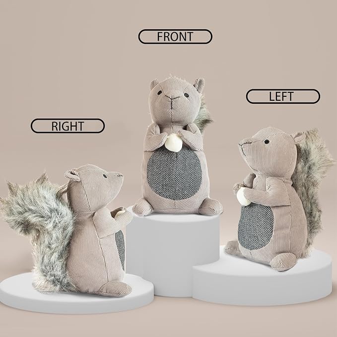 Marwood Cute Door Stopper Decorative Door Stops for Home and Office, Squirrel Weighted Interior Doorstop Fabric Stuffed Animal Door Stopper Floor Decorative
