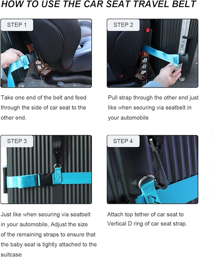 MoBearer Car Seat Travel Belt to Suitcase,Car Seat Travel Strap to Convert Kid Car Seat and Carry-on Luggage into an Airport Car Seat Stroller,Safe Travel Solution for Transport