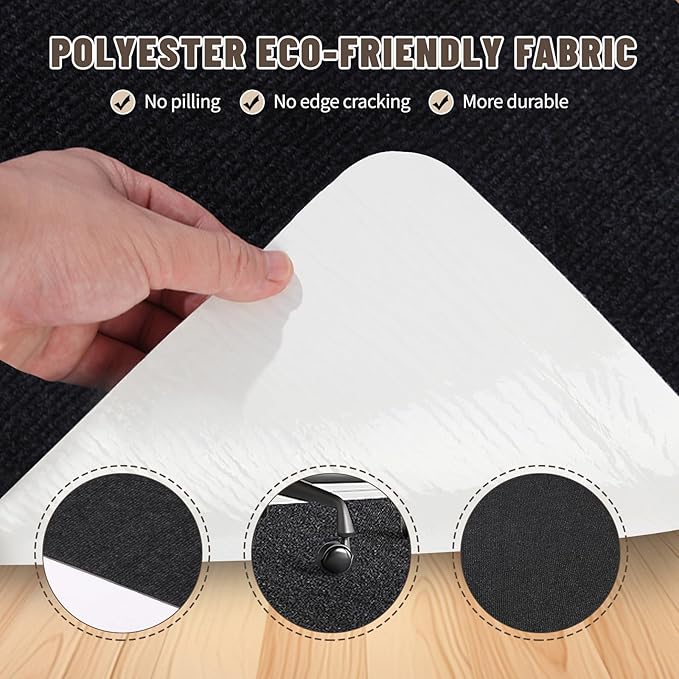 Office Chair Mat - for Hardwood Floors, Large Non-Slip Easy-Clean Floor Protection Blanket (Black, “55 x 35in”).