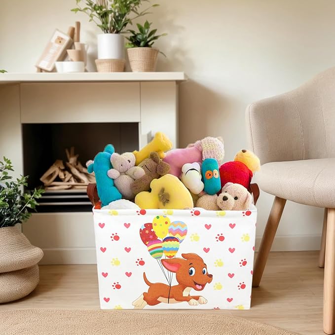 ASKETAM Large Easter Basket for Empty Kid Rectangular Cute Easter Gift Storage Basket Bunny Eggs Décor (Dog)
