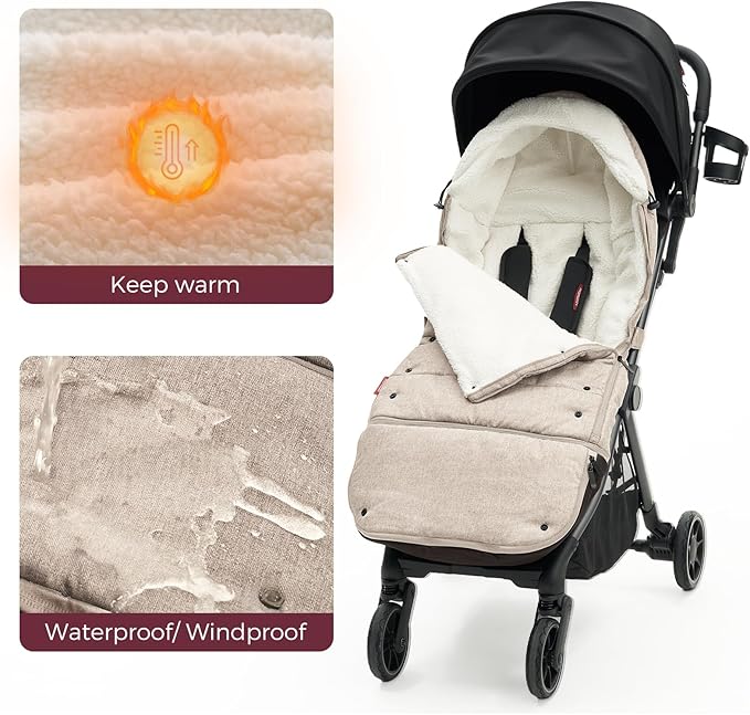 Momcozy Stroller Footmuff Universal | Easily Attaches to Most Strollers | Ultra-Plush,Weather-Proof | Deluxe Warm Stroller Bunting Bag | Extendable Stroller Cover for Winter | Adjustable Buckle