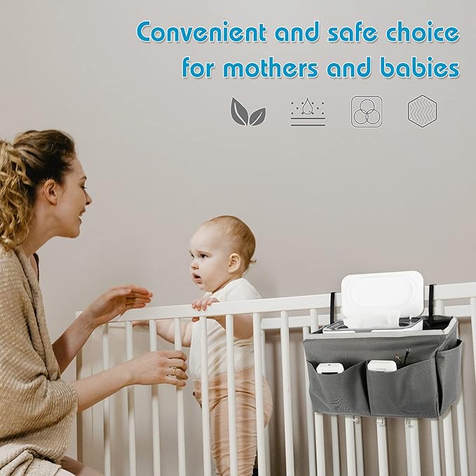 Flenpptly 2 Pack Baby Wipes Dispenser, Wipes Case Baby Wipe Holder Keeps Wipes Fresh, Non-Slip, Easy Open & Close (Grey and Blue)