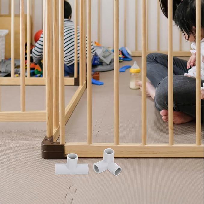 Hemoton 4Pcs Baby Playpen Accessories, T-Shaped and 3-Way Connectors for Baby Play Yard, Light Grey Plastic Replacement Parts, 3.34 X 2.16 X 1.02 Inch