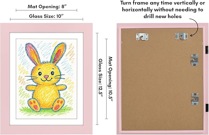 Americanflat Kids Artwork Frame Changeable (Light Pink) - Magnetic Door Holds 100 Art Pieces - 8.5x11 Letter Size Display with Mat or 10x12.5 Without Mat - My Mini Masterpiece