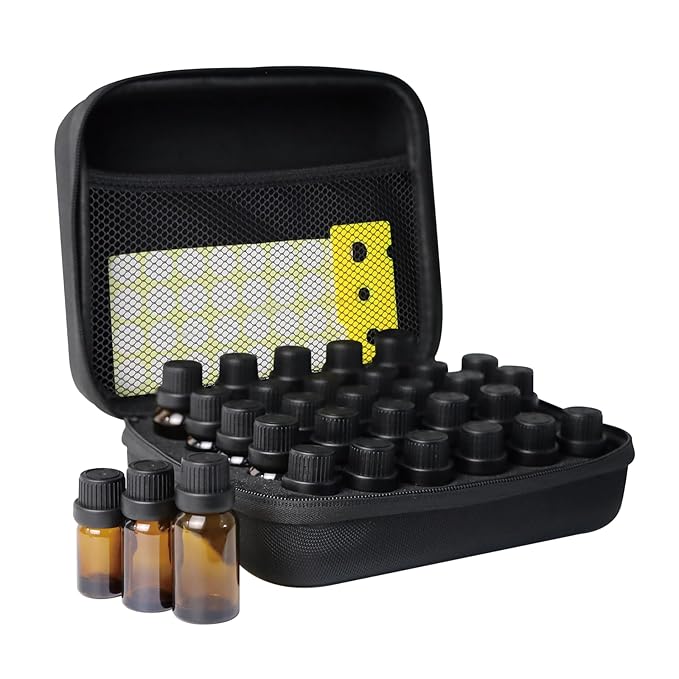 Essential Oil Storage Holder Organizer Carrying Case, 30 Bottles, Essential Oils Box for 5ml- 15ml Bottle Travel Storage Organizer Bag with Labels & Bottle Opener for doTERRA & Young Living