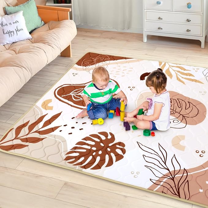 Baby Play Mat, Toodler Floor Mat 59 x 71 inch, Extra Thick Foam Non-Slip Washable,Crawling Cushion for Tummy Playing
