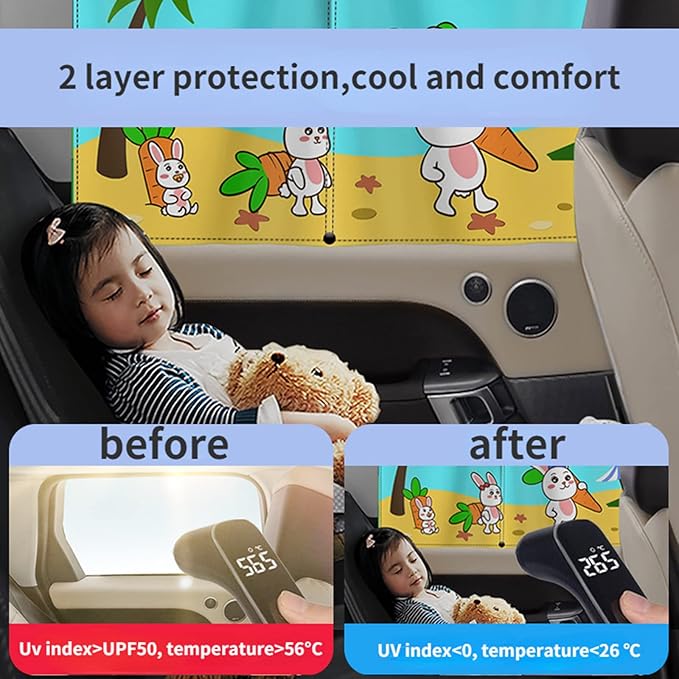Car Sun Shade for Baby - EOHMAK Car Side Window Sun Shade Cover Upgrade Double Opening Car Interior Curtain Sun Blocker Blind (Dark Blue Space, 2 Pack)