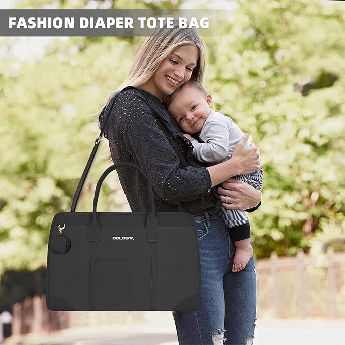 BOLOSTA Diaper Bag Tote for Women, Diaper Bag Tote with Changing Pad, Large Capacity Mommy Bag for Hospital and Weekender