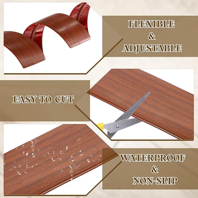 uxcell T-Molding Transition Strips, 6.56 ft x 1.97" (L x W) PVC Floor Flat Divider Strip Self Adhesive Vinyl Flooring Edging Trim for Joining Floor Gaps Doorways, Walnut