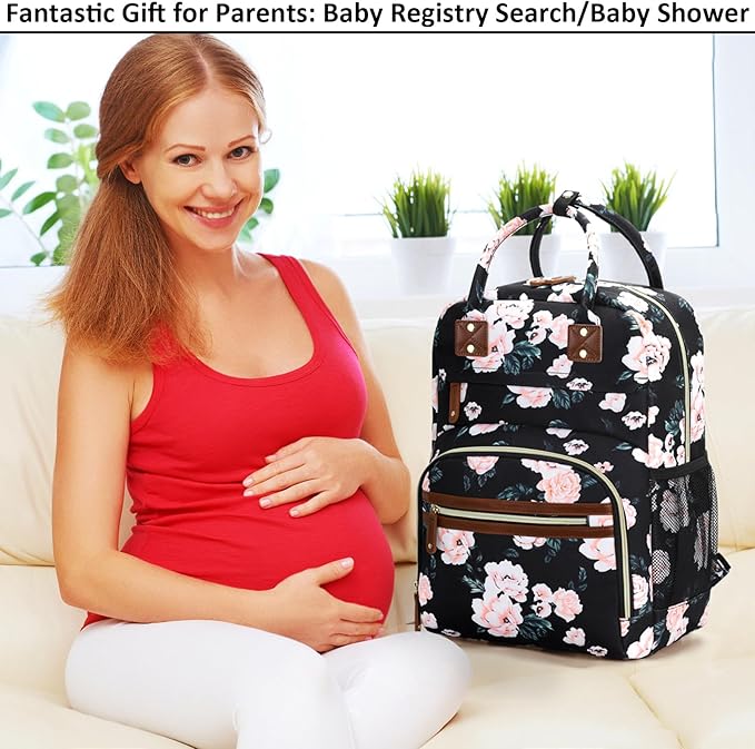 Diaper Bag Backpack Tote for Women Large Capacity with Insulated Pockets Multifunctional Diaper Bags For Baby Girl Boy Waterproof Baby Bags, Maternity Bag Black Pink Floral | Multifunctional, Diaper Bags, Waterproof, Baby Bags, Maternity Bag