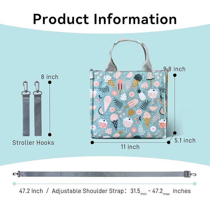PHEBEN Small Diaper Bag Tote Waterproof Travel Mini Diaper Bag Multi-Function Baby Handbag Crossbody Purse(Cartoon Dessert)