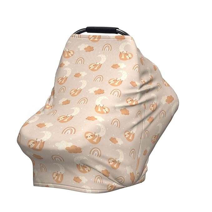 Sloth Car Seat Canopy, Baby Breastfeeding Cover, Multi Use Baby Stroller and Carseat Cover, Boys and Girls Shower Gifts