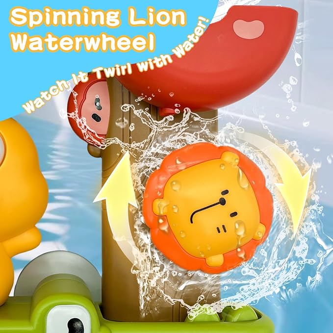 GeeKiPrime Bath Toys for Toddlers 1-3 with Scoop & Suction Cup, Interactive Duck Bathtub Toys for Bathtime Fun, Baby Bath Toy 2-4, Toddler Shower Wall Toy Boys Girls Birthday Gifts 18+ Months