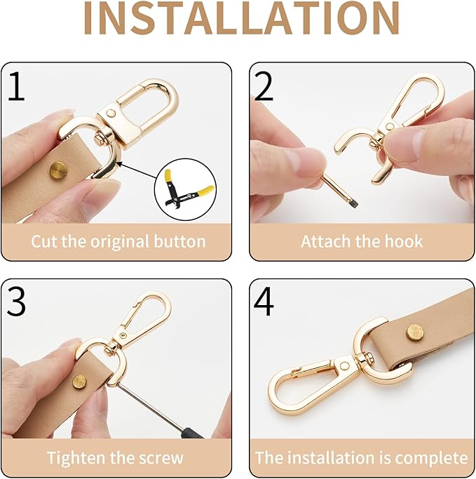 4PCS Detachable Snap Hook Swivel Clasp with Screw Bar, Multiple Sizes Hardware for Changing Bag Straps,Silver5/8
