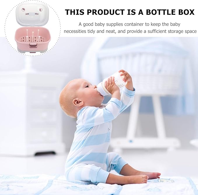 Toyvian Kitchen Cabinet Organizer 1Pc Portable Baby Bottle Drying Rack Storage Box Nursing Bottle Storage Box Organizer Case Portable Feeding Bottle Kitchen Cabinet for Home Travel Baby Bottles