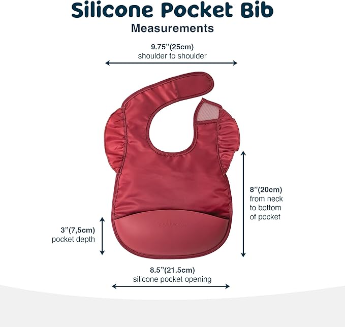 Tiny Twinkle Silicone Pocket Bibs - Waterproof, Food Catching, Mess-Proof Bibs for 6-24 Months Baby Boy and Girl, Toddlers