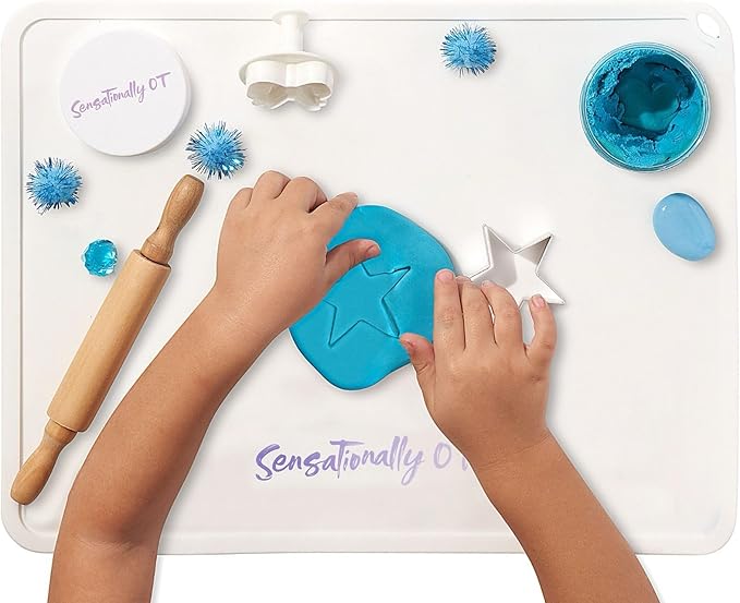 White - Premium Silicone Placemat for Toddlers - Non-Slip, Easy Clean Design, Kids Placemats for Dinning Table, Sensory Play, Portable, Perfect Mess-Free Mealtime & Playtime