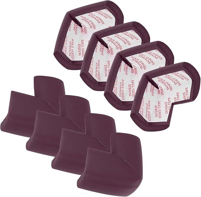 MECCANIXITY 8 Pack Soft Corner Protector, Rubber Foam Furniture Proofing Corner Guards Edge for Fireplace Table Stair, Deep Brown