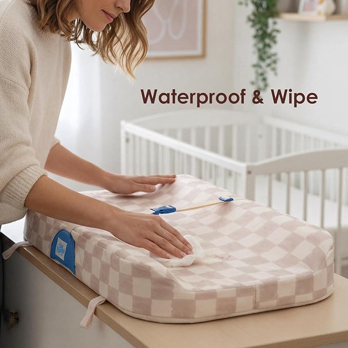Tiny Marvels Baby Changing Pad with Cover, Waterproof Diaper Changing Pad with Non-Slip Base, Soft Contoured Changing Pad for Dresser, Nursery & Travel