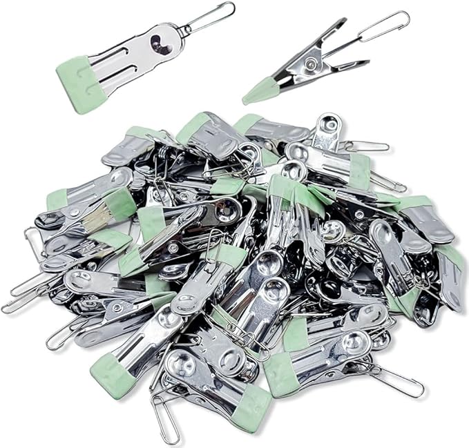 Multipurpose Heavy Duty Stainless Steel Clothespins, Clothes Pins for Laundry, Towel Drying Clips, Outdoor Clothespins for Socks, Towels, Snacks, Photo (66, Light Green)