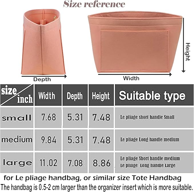 Lckaey Felt Purse Organizer Insert for Le Pliage Neo Handbags Insert Organizer1012pink-M