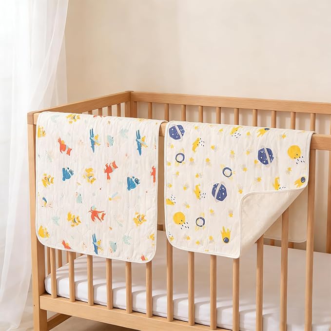 Catteyonce Baby Portable Diaper Changing Pad,Waterproof Changing Mat,Soft Comfortable,Foldable Travel Pad,Toddler Essentials Must Haves,Newborn Shower Gifts(2 Pcs-27"x35"-Astronaut & Fox Banana)