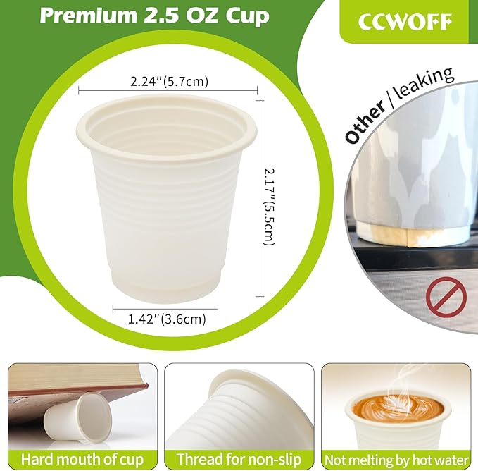 500P 3OZ Bathroom Cups for Bathroom Eco Friendly Biodegradable Compostable Cup Mini Small Disposable Mouthwash Cups for Bath Rinse for Drinking Washing Taster Cup