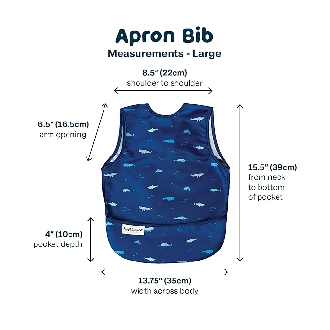 Tiny Twinkle Mess Proof Baby Bib for Boys | Waterproof Toddler Bib for Eating | Baby Apron for Feeding, Machine Washable | Perfect Shower Gift (Ocean Life, 2-4Y)