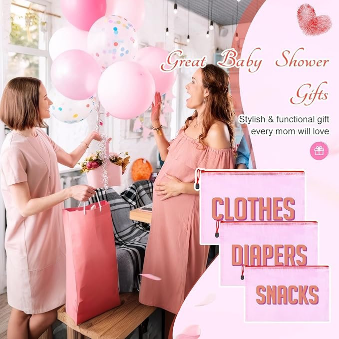 3pcs Hospital Bag Organizing Pouches for Labor and Delivery, Maternity Essentials Diaper Bag Organizer for Mom Travel - Pink,Medium