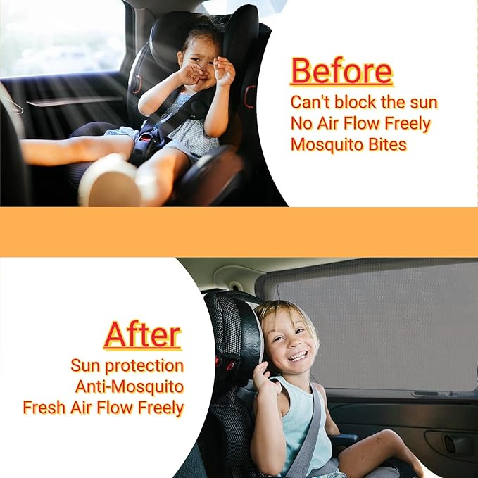 2Packs Universal Car Window Screen for Rear Window 25"(H) X43(W), Elastic Mesh Sun Shade Car Camping Window Cover, Fit for Most Cars Large SUVs, Truck, Pickup