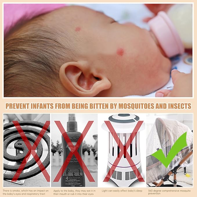 BQSAZHYJ Mosquito Net for Stroller,Baby Pram Net Portable Star Print Stroller Netting Cover Perfect Bug Net for Strollers,Bassinets,Mini Crib,Cradles and Playards (White Star), yecwz002