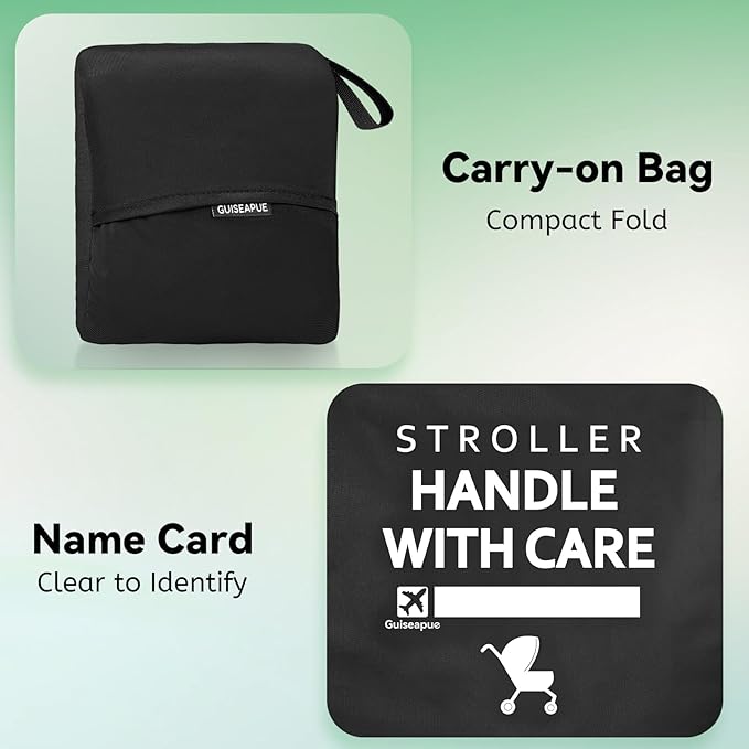 Guiseapue Stroller Bag for Airplane: Airplane Travel Essentials, Stroller Cover for Air Travel, 46" H x 21" W x 13" D for Single, Double, Jogging Stroller, Nuna Doona Cybex Mockingbird Uppababy