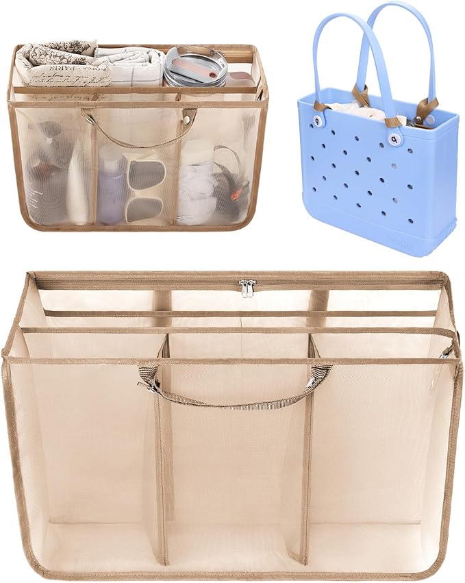 OUTXE Beach Bag Organizer Compatible with Baby Bogg Bag Accessories Inserts, Lightweight Mesh Insert Divider Pouch for Small Bogg Bags, Beach Tote Bags Insert for Organizing